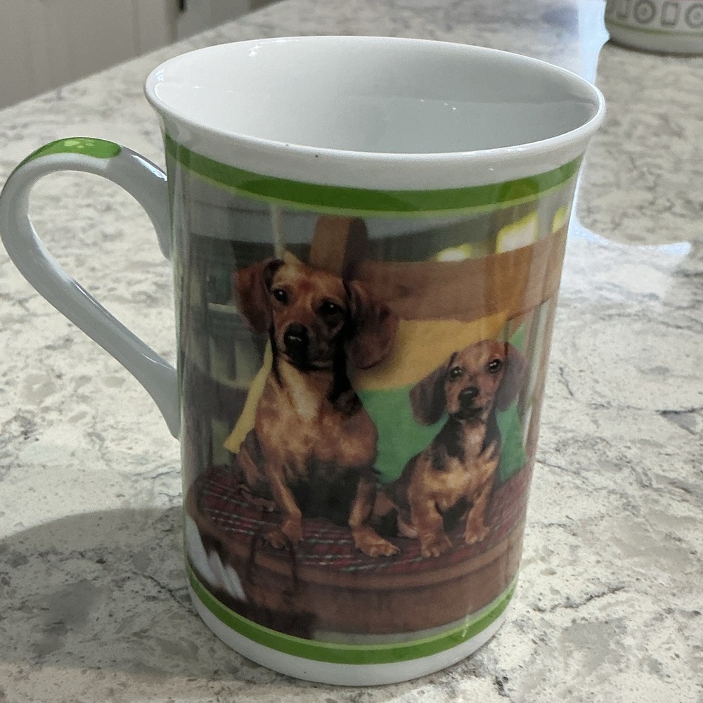 Danbury Mint Darling Dachshunds Decorative Collector’s Mug. On The Veranda